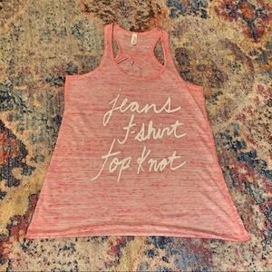 Pink “Jeans T-shirt Top Knot” Tank Top NWOT